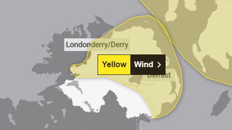 A Met Office yellow weather warning for wind on 1 January.