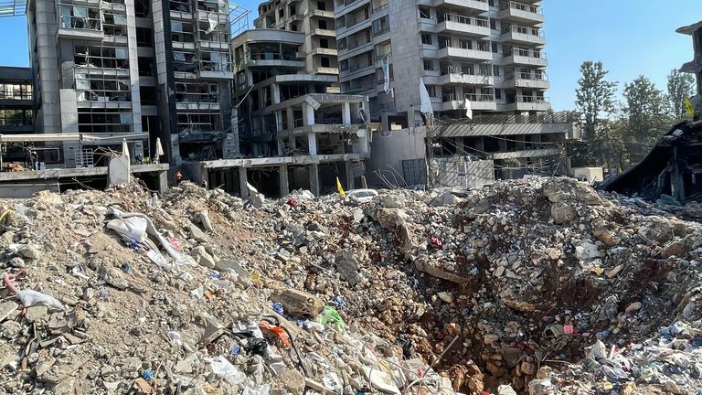 Rubble in Nabatieh, Lebanon