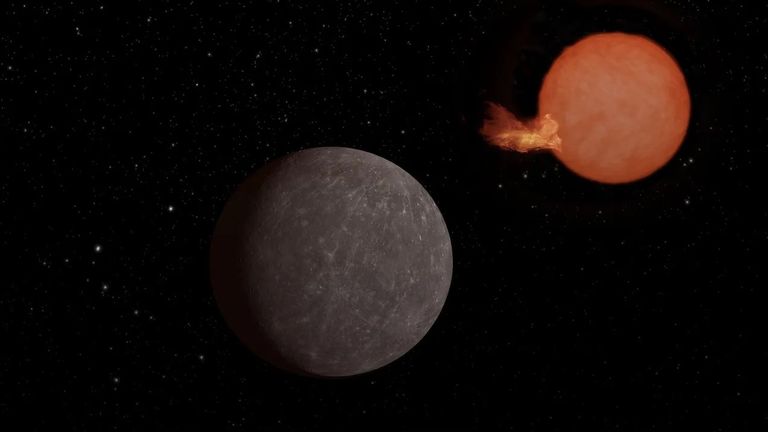 An artist’s concept of the exoplanet SPECULOOS-3 b orbiting its red dwarf star. The planet is as big around as Earth, while its star is slightly bigger than Jupiter – but much more massive.
Credit: NASA/JPL-Caltech