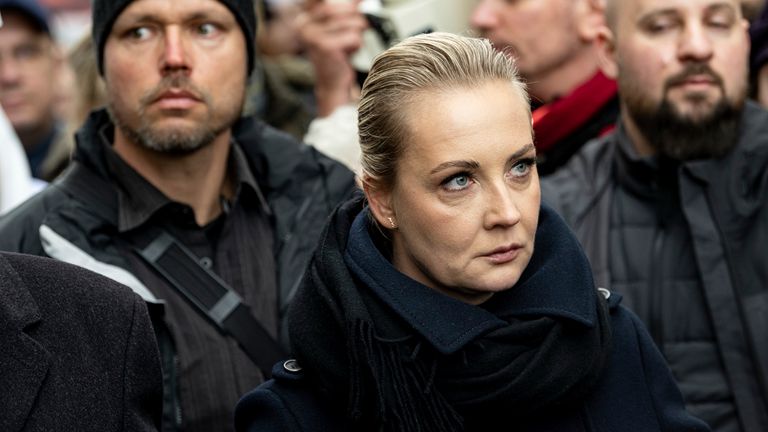 17 November 2024, Berlin: Yulia Navalnaya, Russian human rights activist, takes part in the demonstration against Putin and the war under the slogan "No to Putin! No to war! Freedom for political prisoners!" in Berlin-Mitte. Photo by: Fabian Sommer/picture-alliance/dpa/AP Images


