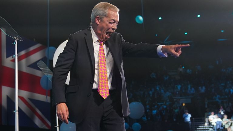 Reform UK leader Nigel Farage speaking during the party's annual conference at the National Exhibition Centre in Birmingham. Picture date: Friday September 20, 2024.
Read less

Picture by: Joe Giddens/PA Wire/PA Images