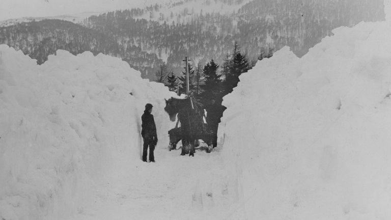 Snow drifts in Braemar c.1895 Peter M Stewart. Pic: National Museums Scotland