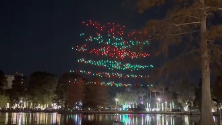 Drones were seen falling from the sky at the show in Orlando, Florida. Pic: MosquitoCoFL/NBC