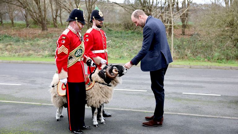 The Prince of Wales, Colonel-in-Chief, 1st Battalion Mercian Regiment, joins a Christmas event for families of the Regiment at Picton Barracks in Bulford, Wiltshire.
Pic: PA