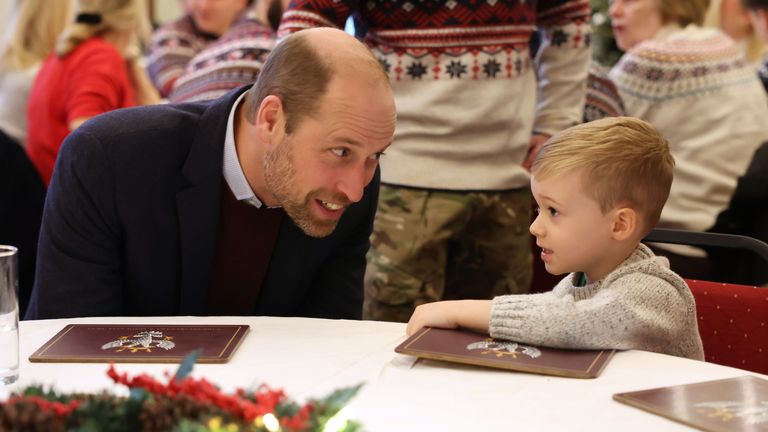 The Prince of Wales, Colonel-in-Chief, 1st Battalion Mercian Regiment, joins a Christmas event for families of the Regiment at Picton Barracks in Bulford, Wiltshire. Picture date: Tuesday December 10, 2024. PA Photo. See PA story ROYAL Wales. Photo credit should read: Richard Pohle/The Times/PA Wire                                                                                                                                                                                                                                                                                                                                                                                                                                                                         