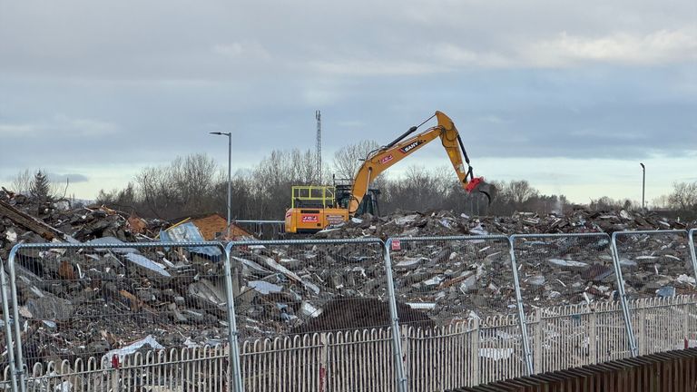 Rubble where homes once stood