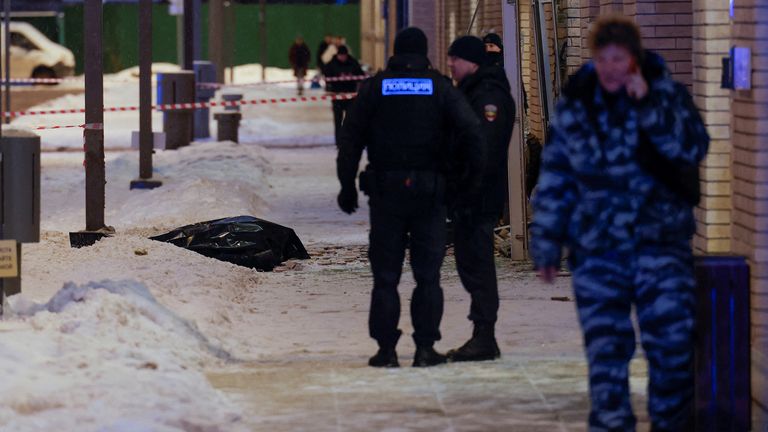 The scene of the explosion in Moscow.
Pic: Reuters/Maxim Shemetov