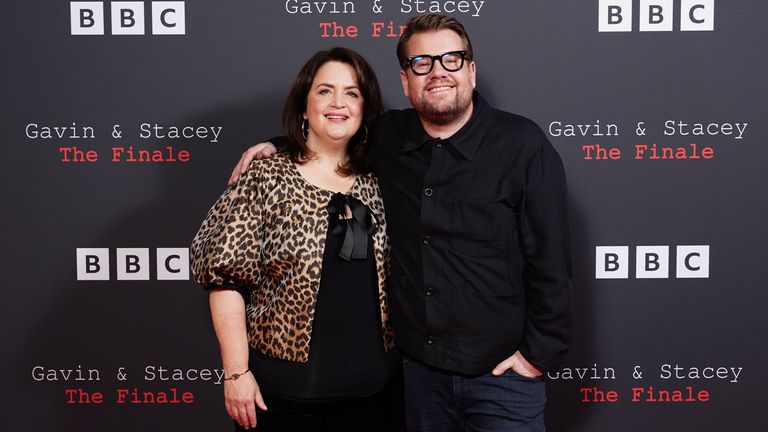 Ruth Jones and James Corden attend a BBC launch event for Gavin and Stacey: The Finale, at Ham Yard Hotel in London. Picture date: Wednesday December 18, 2024.
