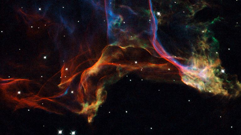 Twisted shockwaves and gases from an exploded star.
Pic: European Space Agency