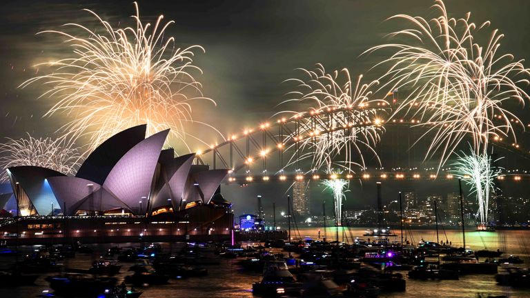 Fireworks explode over Sydney Harbour ahead of New Year's Eve celebrations in Sydney, Tuesday, Dec. 31, 2024. (Bianca De Marchi/AAP Image via AP)