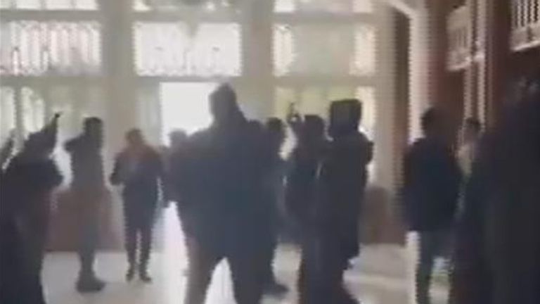 This video appears to show Syrians inside Muhajreen Presidential Palace in Damascus. 