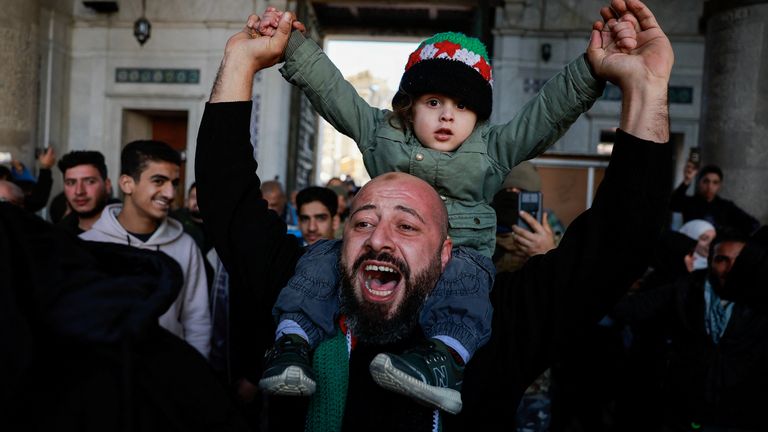 Umayyad Mosque on the first Friday prayers after members of the ruling Syrian body settle in to take control of the city, in Damascus
