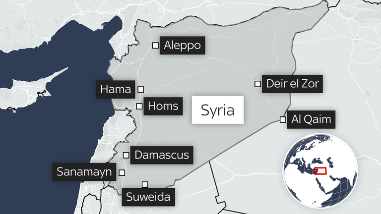 Key locations in Syria as well as the Iraqi town of Al Qaim, where troops are seeking refuge