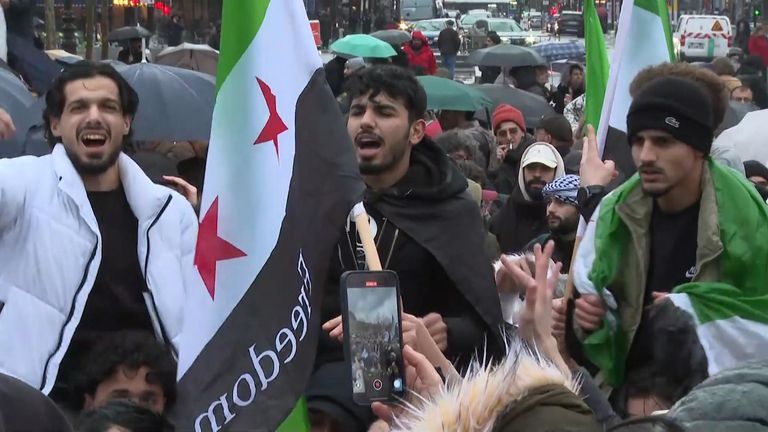 Thousands of people took to the streets across the world to celebrate in the ouster of Syrian President Assad.
