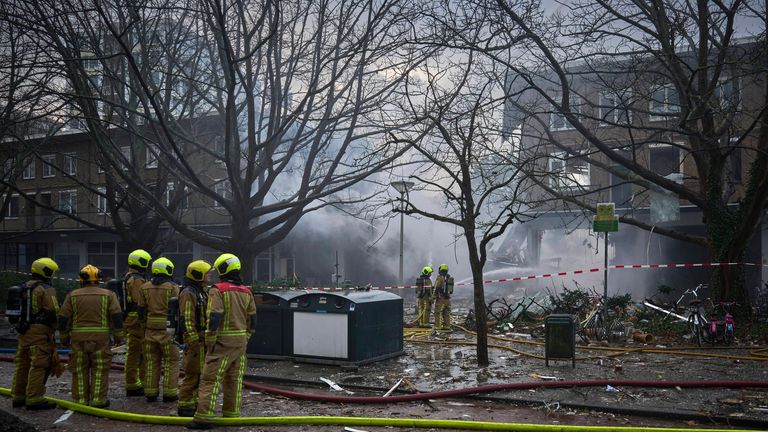 Firefighters at the scene in The Hague. Pic: AP