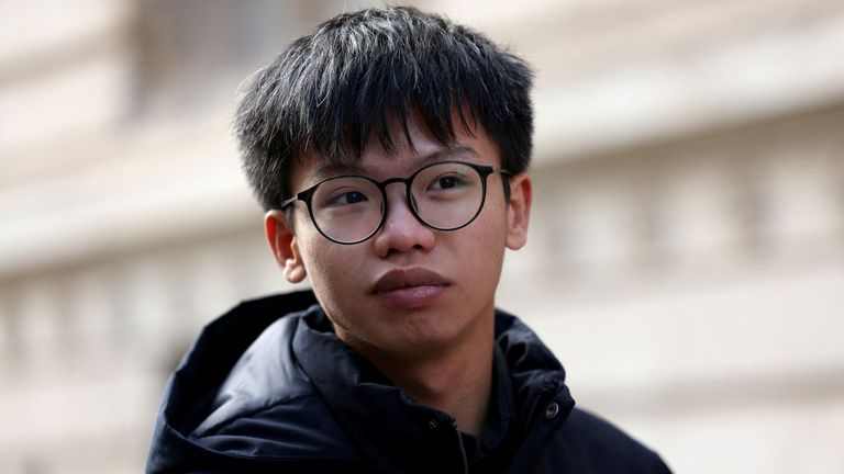 Hong Kong activist Tony Chung, 23, at a rally in London earlier this year. Pic: Reuters