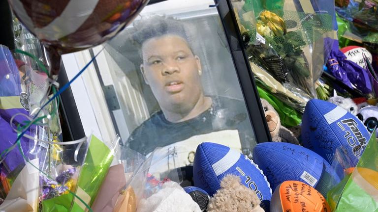 A tribute to Tyre Sampson at the Orlando Free Fall ride at ICON Park. Pic: AP