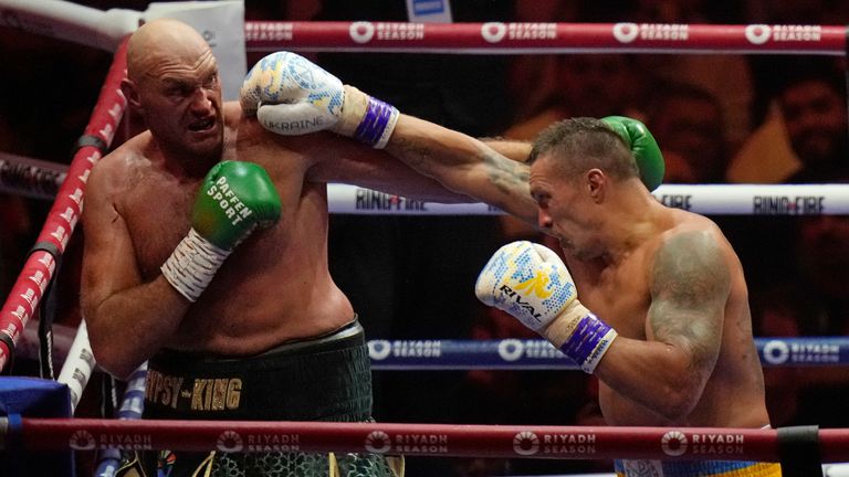 Tyson Fury fights Oleksandr Usyk at the Kingdom Arena in Riyadh, Saudi Arabia, in May. P:ic: AP Photo/Francisco Seco