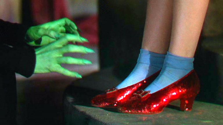 The ruby red shoes from The Wizard Of Oz. Pic: Rex Features