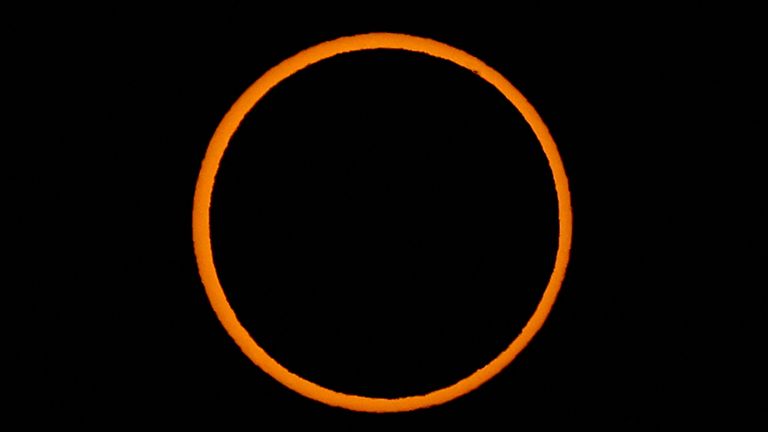 An annular solar eclipse is seen in Las Horquetas, Santa Cruz, Argentina, October 2, 2024. REUTERS/Agustin Marcarian        SEARCH "REUTERS BEST 2024" FOR THIS STORY. SEARCH "REUTERS YEAR-END" FOR ALL 2024 YEAR END GALLERIES.          TPX IMAGES OF THE DAY