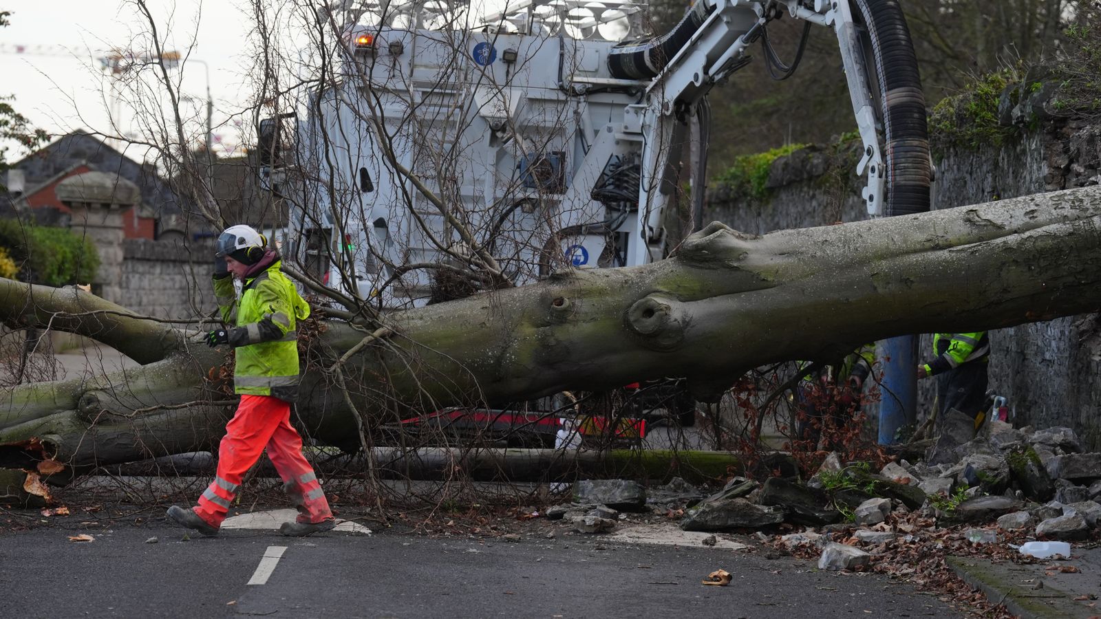 Eowyn latest: Major football stadium damaged - as satellite images show scale of storm