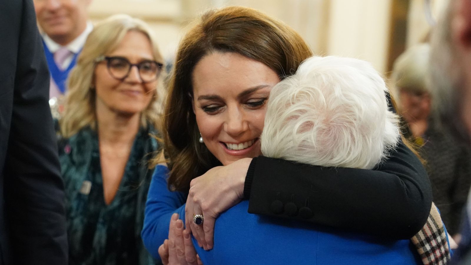 Kate hugs Holocaust survivors as King warns of 'dangerous re-emergence of antisemitism'