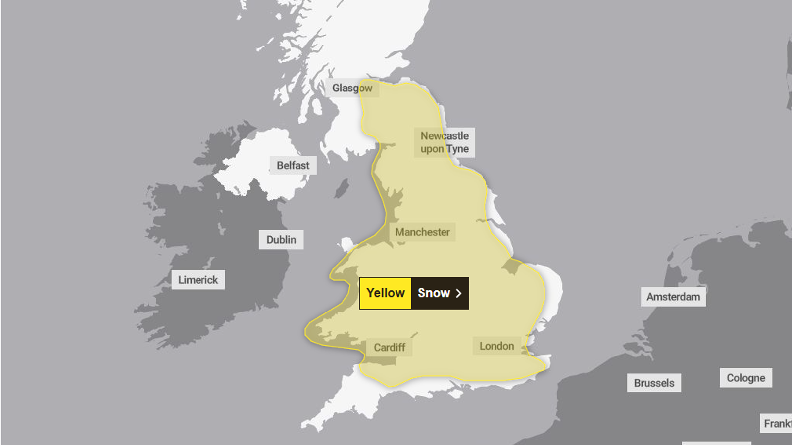 UK weather latest: Three-day snow warning for almost all of England and parts of Scotland