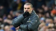 Ange Postecoglou at Goodison Park. Pic: Reuters