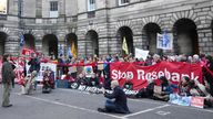 Climate activists from Greenpeace and Uplift during a demonstration outside the Scottish Court of Session, Edinburgh. Pic: PA