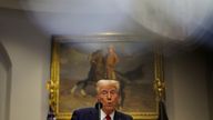 President Donald Trump announced an investment in AI infrastructure and took questions on a range of topics.
Pic: Reuters/Carlos Barria
