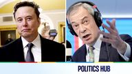 Elon Musk and Nigel Farage.
Pic: Reuters/PA