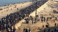Displaced Palestinians returning to their homes in northern Gaza. Pic: Reuters