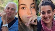 Gadi Moses, 80, Agam Berger, 20 and Arbel Yehoud, 29. Pic: Reuters