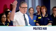 Keir Starmer gives a speech on reducing NHS wait times as he visits a healthcare provider in Surrey.
Pic: Reuters