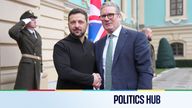 Keir Starmer and Volodymyr Zelenskyy arrive for their bilateral talks in Kyiv, Ukraine.
Pic: PA