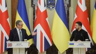 Keir Starmer and Volodymyr Zelenskyy during the  press conference.
Pic: Reuters