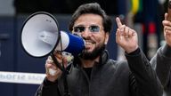 FILE - Salwan Momika speaks in Malm.., Sweden, Sept. 30, 2023. (Johan Nilsson/TT News Agency via AP, File)