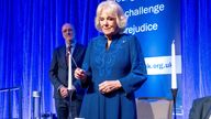Queen Camilla lights candles during a reception for Holocaust Memorial Day at the Hilton Park Lane.
Pic: Reuters