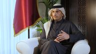 Qatar's prime minister Sheikh Mohammed bin Abdulrahman al Thani speaks to Yalda Hakim