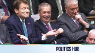 Reform party MPs Richard Tice, Nigel Farage and Lee Anderson during Prime Minister's Questions 