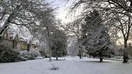 Snow settled on the ground in the west end of Aberdeen on 2 January. Pic: PA