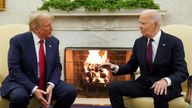 President Joe Biden meets with president-elect Donald Trump in the Oval Office of the White House, 13 Nov, 2024, in Washington. Pic: Reuters