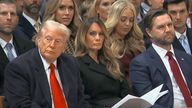 Donald Trump and JD Vance and wives at Washington Cathedral service