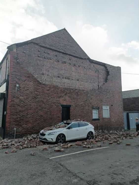 A damaged gable end in South Hetton, County Durham