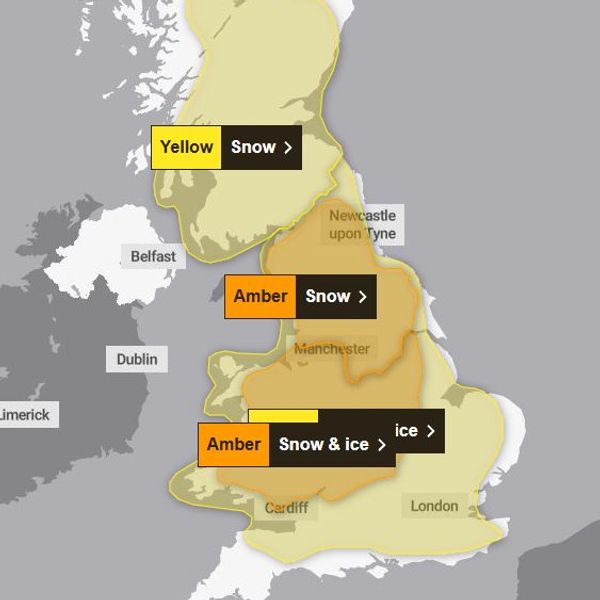 Amber warnings in place for Sunday. Pic: Met Office