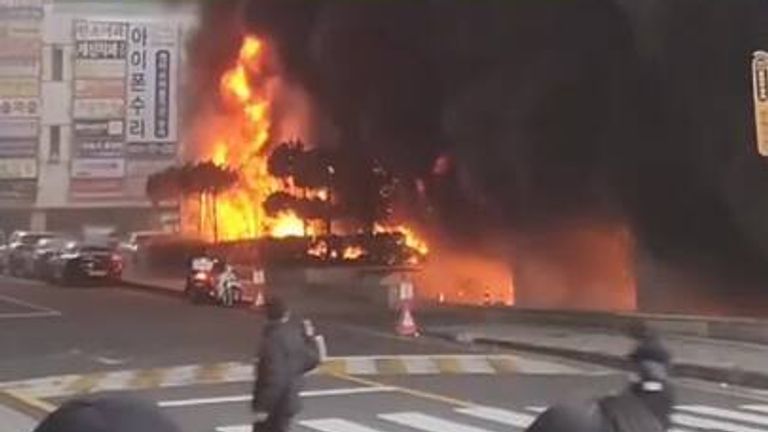 Fire in a commercial building in South Korea