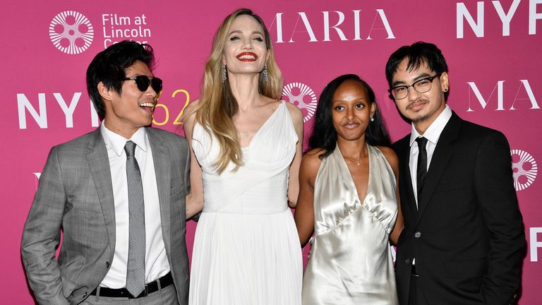 Jolie at the New York Film Festival in September with three of her children (L-R) Pax, Zahara and Maddox. Pic: AP