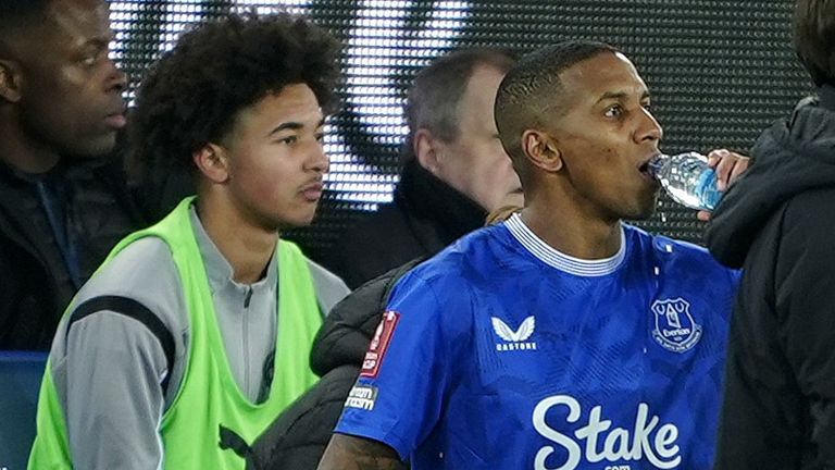 Ashley Young gets subbed on while son Tyler remains on the bench. Pic: PA