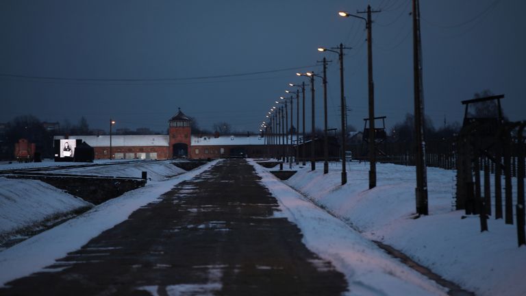 The main gate of Brzezinka memorial at Auschwitz. Pic: Jakub Wlodek/Agencja Gazeta/via Reuters