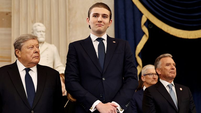 WASHINGTON, DC - JANUARY 20: Barron Trump attends the inauguration of U.S. President-elect Donald Trump in the Rotunda of the U.S. Capitol on January 20, 2025 in Washington, DC. Donald Trump takes office for his second term as the 47th president of the United States. Chip Somodevilla/Pool via REUTERS

